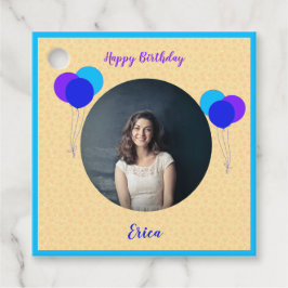 Happy Birthday Balloons Aangepaste foto en tekst Bedankjes Labels