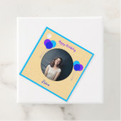 Happy Birthday Balloons Aangepaste foto en tekst Bedankjes Labels (In situ)