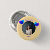 Happy Birthday Balloons Aangepaste foto en tekst Ronde Button 3,2 Cm (Voorkant /achterkant)