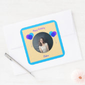 Happy Birthday Balloons Aangepaste foto en tekst Vierkante Sticker (Envelop)
