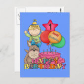 Happy Birthday Balloons Boy 1 Briefkaart (Voorkant / Achterkant)