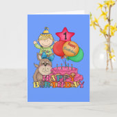 Happy Birthday Balloons Boy 1 Kaart (Gele Bloem)