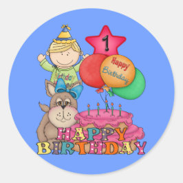 Happy Birthday Balloons Boy 1 Ronde Sticker
