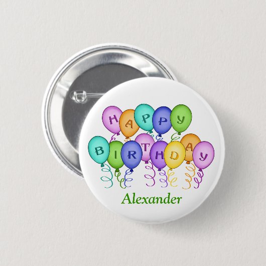 Happy Birthday Balloons Button (Voorkant /achterkant)