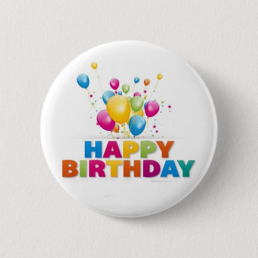 "HAPPY BIRTHDAY BALLOONS"-BUTTON RONDE BUTTON 5,7 CM (Voorkant)