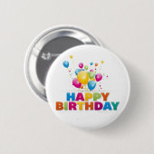 "HAPPY BIRTHDAY BALLOONS"-BUTTON RONDE BUTTON 5,7 CM (Voorkant /achterkant)