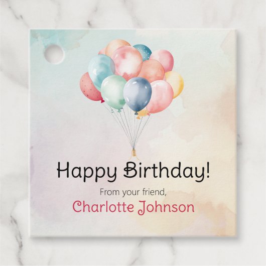 Happy Birthday Balloons Cadeau Labels (Voorkant)