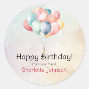 Happy Birthday Balloons Cadeau Stickers / labels