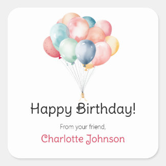 Happy Birthday Balloons Cadeau Stickers / labels