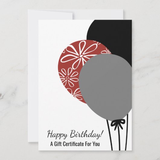 Happy Birthday Balloons Cadeaubon (Voorkant)