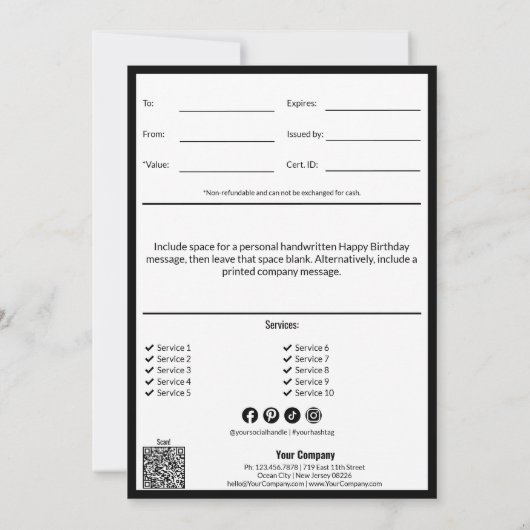 Happy Birthday Balloons Cadeaubon (Achterkant)