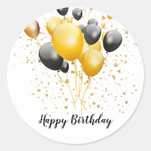 Happy Birthday Balloons Confetti Ronde Sticker (Voorkant)