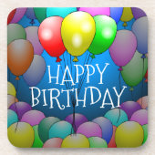 Happy Birthday Balloons Cork Onderzetter (Voorkant)