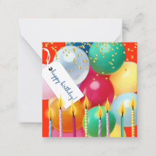 Happy Birthday Balloons en Candles high def. Notitiekaartje