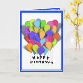 Happy Birthday Balloons for Boy (Blue Trim) Kaart (Gele Bloem)