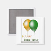 Happy Birthday Balloons Green en Gold Magneet (Voorkant / Achterkant)