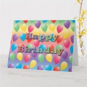 Happy Birthday Balloons Greeting Card Kaart (Gele Bloem)