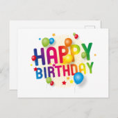 Happy Birthday Balloons Holiday Briefkaart (Voorkant / Achterkant)