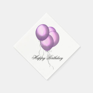 Happy Birthday Balloons Lavender Servetten