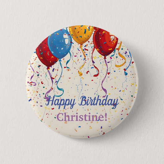 Happy Birthday Balloons ontwerp Ronde Button 5,7 Cm (Voorkant)