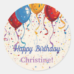 Happy Birthday Balloons ontwerp Ronde Sticker