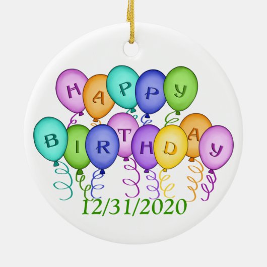 Happy Birthday Balloons Ornament (Achterkant)