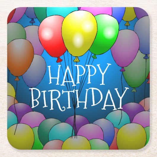 Happy Birthday Balloons Paper Onderzetter (Voorkant)