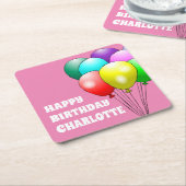 Happy Birthday Balloons Paper-Onderzetters Kartonnen Onderzetters (Schuin)