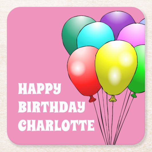Happy Birthday Balloons Paper-Onderzetters Kartonnen Onderzetters (Voorkant)