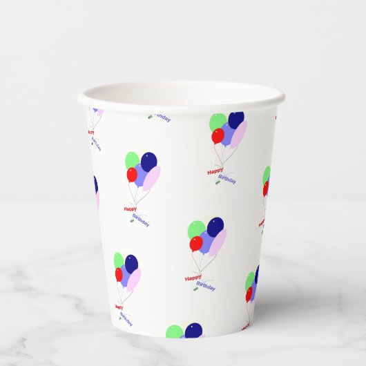 Happy Birthday Balloons  Papieren Bekers (Voorkant)