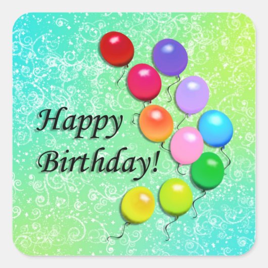 Happy Birthday Balloons Party Stickers (Voorkant)