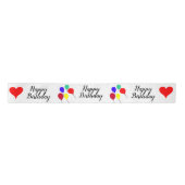 Happy Birthday Balloons Red Hearts 3 INCH Satijnen Lint (Voorkant)