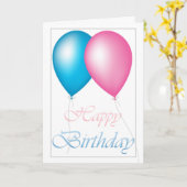 Happy Birthday Balloons roze en blauw Kaart (Gele Bloem)