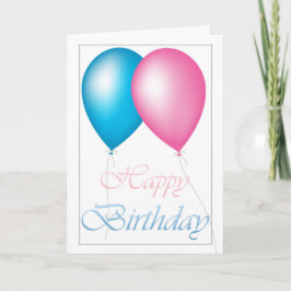 Happy Birthday Balloons roze en blauw Kaart