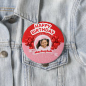 Happy Birthday Balloons Roze & Red Photo Ronde Button 4,0 Cm (In situ)
