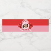 Happy Birthday Balloons Roze & Red Photo Waterfles Etiket (Enkel label)