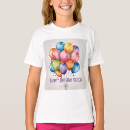 Happy Birthday Balloons T-shirt – Custom Name