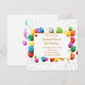 Happy Birthday Balloons uitnodiging (Voorkant / Achterkant)