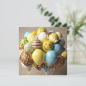 Happy Birthday Balloons Wenskaart (Staand voorkant)