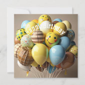 Happy Birthday Balloons Wenskaart (Voorkant)