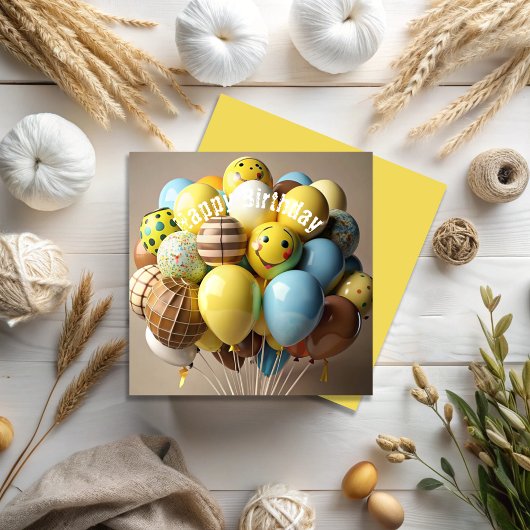 Happy Birthday Balloons Wenskaart