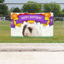 Happy Birthday Balloons White Guinea Pig Paars Spandoek