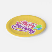 Happy Birthday Balloons Yellow Party Papieren Bordje (Gekanteld)