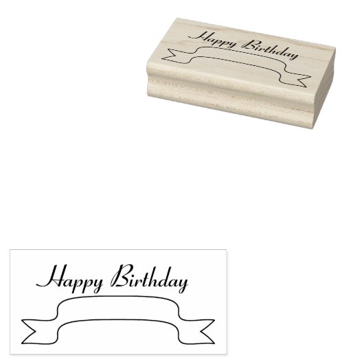 Happy Birthday Banner Art Stamp Rubberstempel (Gestempeld)