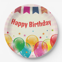 Happy Birthday Banner Balloons Papieren Bordje