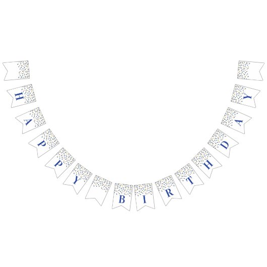 Happy Birthday Banner Blue Gold Confetti (Alle)