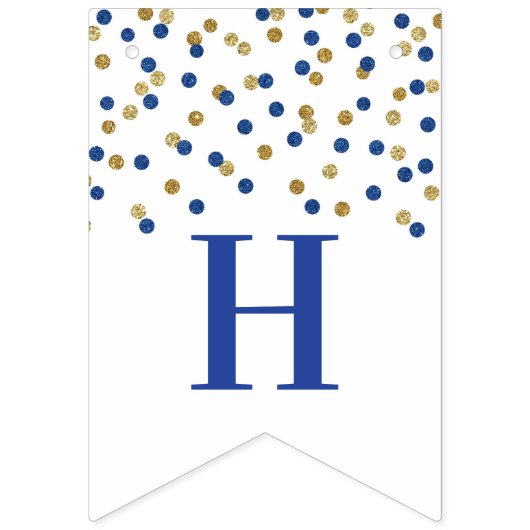 Happy Birthday Banner Blue Gold Confetti (Tweede vlag)