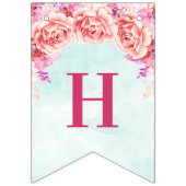 Happy Birthday Banner Blue Waterverf Flowers (Tweede vlag)