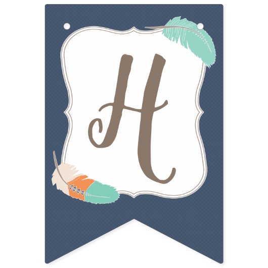 Happy Birthday Banner Boho Tribal Arrows Feathers (Tweede vlag)