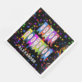 Happy Birthday Banner Confetti Black Name Party Servet (Hoek)